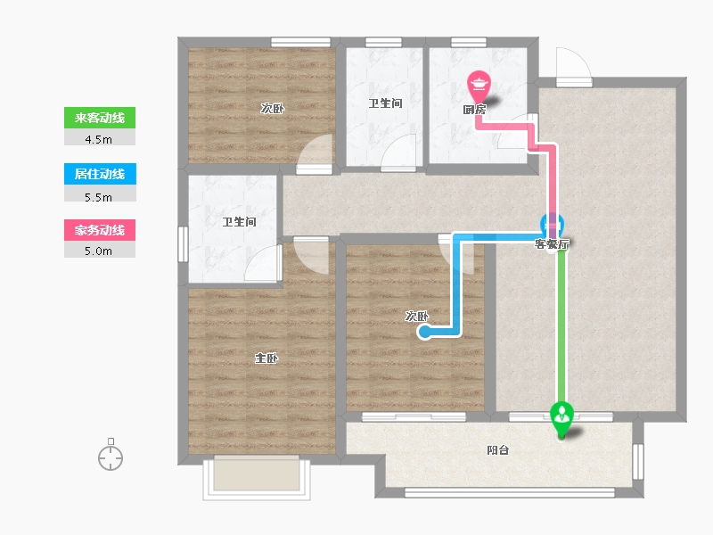 河北省-邯郸市-永洋新城3号院项目部-105.00-户型库-动静线