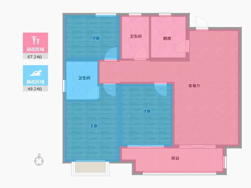 河北省-邯郸市-永洋新城3号院项目部-105.00-户型库-动静分区