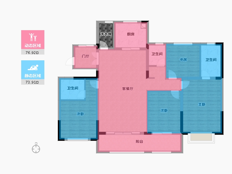 浙江省-宁波市-江翰府-140.28-户型库-动静分区