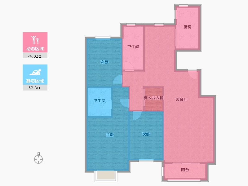 内蒙古自治区-呼和浩特市-巨华巨海城10区-东区-135.00-户型库-动静分区