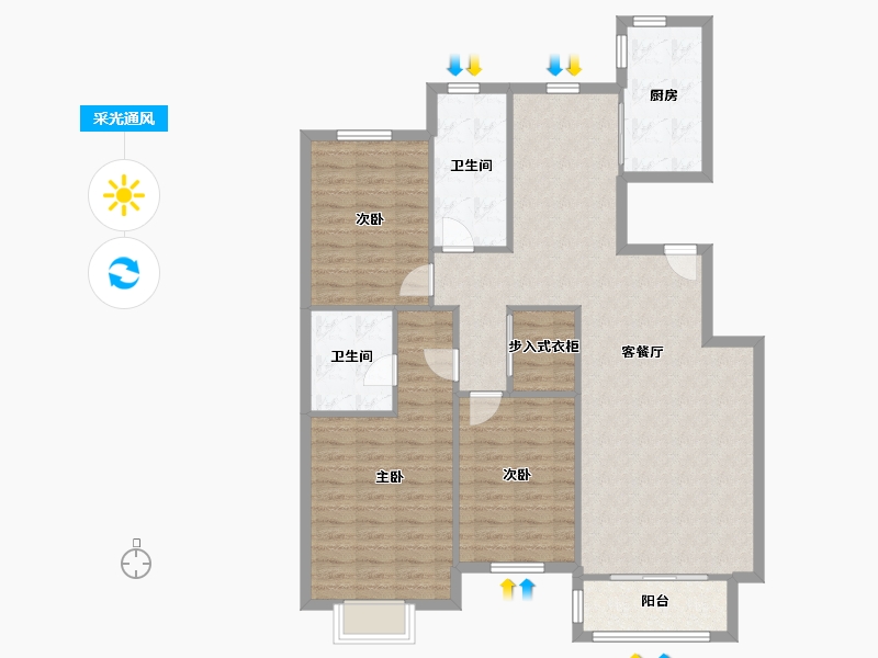 内蒙古自治区-呼和浩特市-巨华巨海城10区-东区-135.00-户型库-采光通风