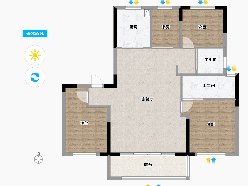 浙江省-宁波市-保利瑧誉-102.95-户型库-采光通风