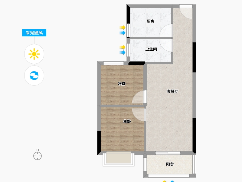 浙江省-湖州市-华锦云湖境-64.00-户型库-采光通风