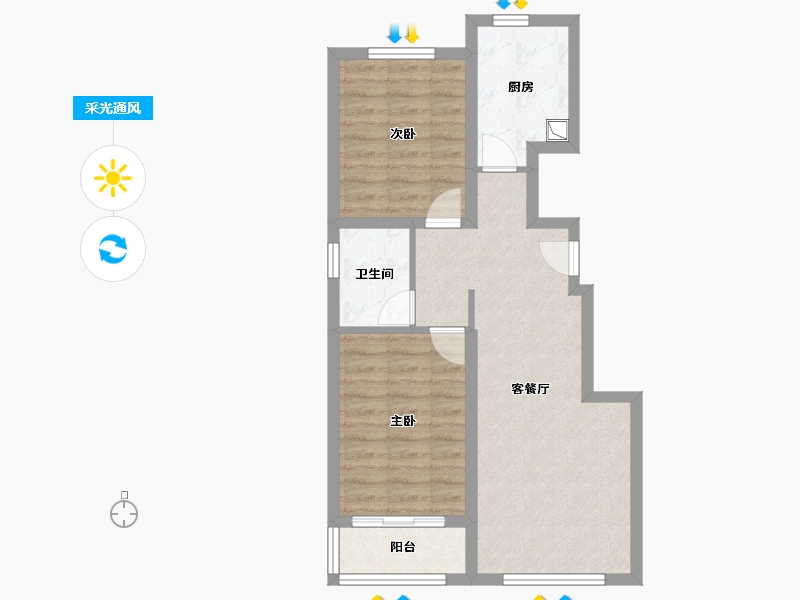 河北省-唐山市-水岸名都三期-61.97-户型库-采光通风