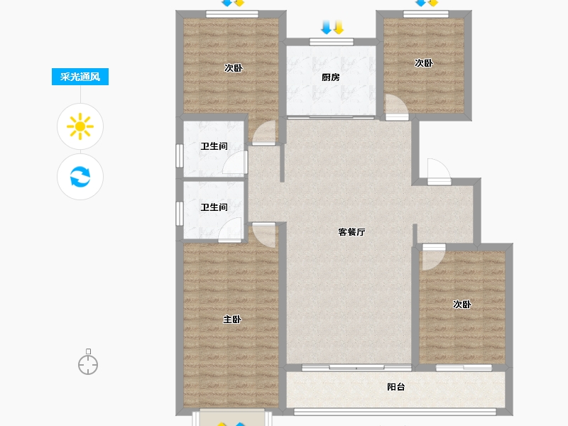 河北省-唐山市-水岸名都三期-121.15-户型库-采光通风