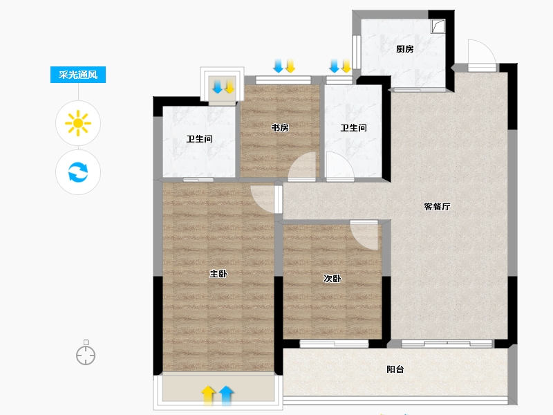 浙江省-嘉兴市-云上悦府-82.49-户型库-采光通风