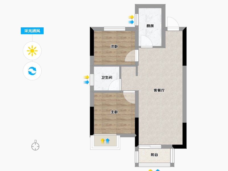 广西壮族自治区-南宁市-邕府·朱槿园-45.84-户型库-采光通风