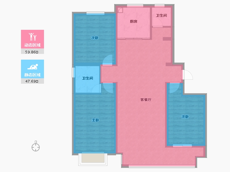 河北省-唐山市-水岸名都三期-96.83-户型库-动静分区