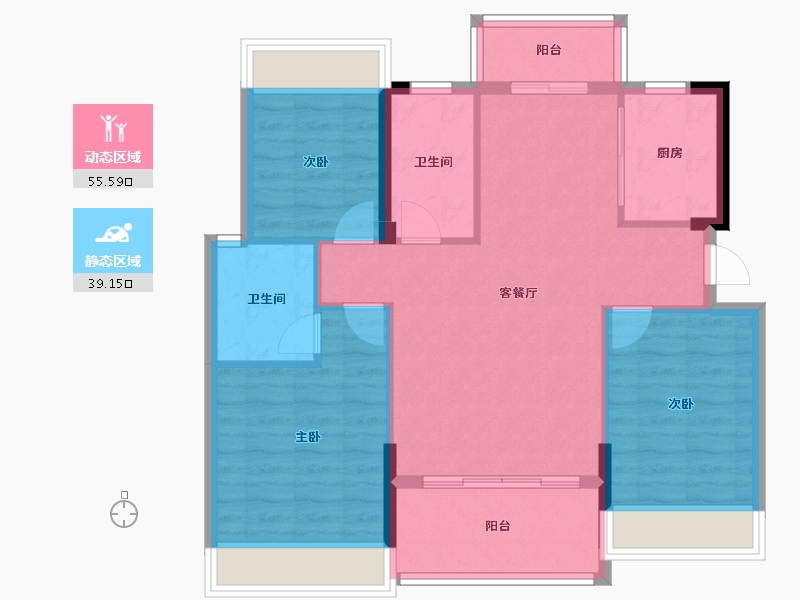 湖北省-咸宁市-鹏成·状元府-85.60-户型库-动静分区