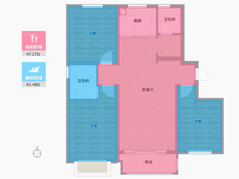 河北省-唐山市-水岸名都三期-79.09-户型库-动静分区