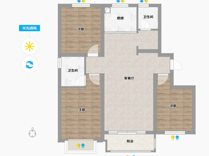 河北省-唐山市-水岸名都三期-79.09-户型库-采光通风