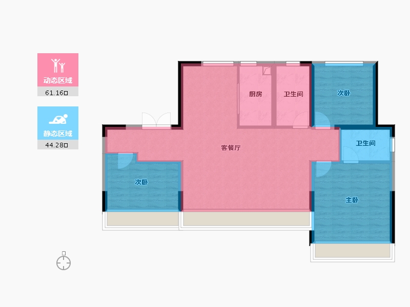 内蒙古自治区-呼和浩特市-万星城二期-95.14-户型库-动静分区