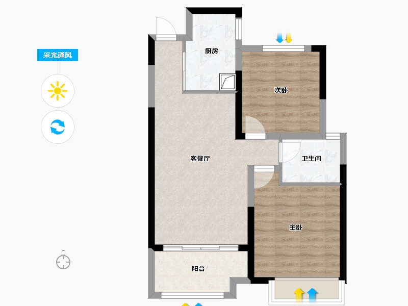 上海-上海市-芷江西路285弄小区-72.00-户型库-采光通风