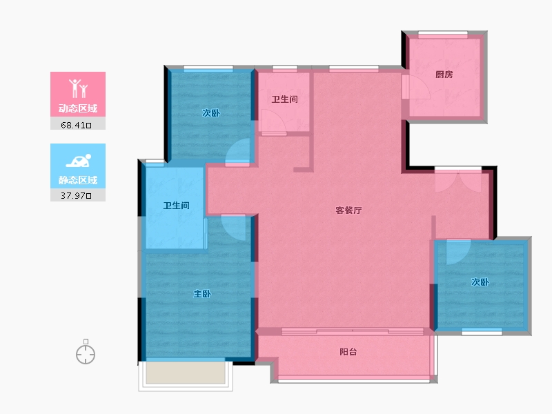 浙江省-湖州市-华锦云湖境-96.00-户型库-动静分区