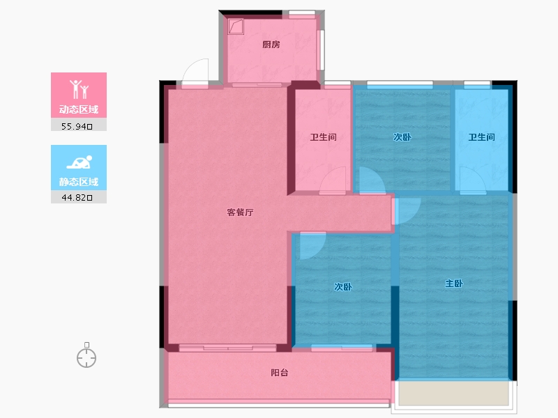 浙江省-嘉兴市-云上悦府-90.77-户型库-动静分区