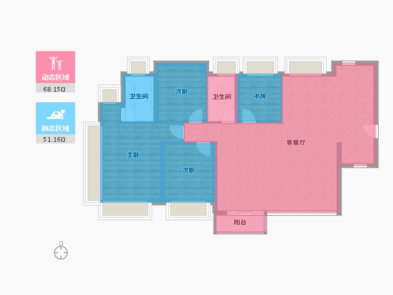 福建省-厦门市-建发五缘鲤-108.60-户型库-动静分区