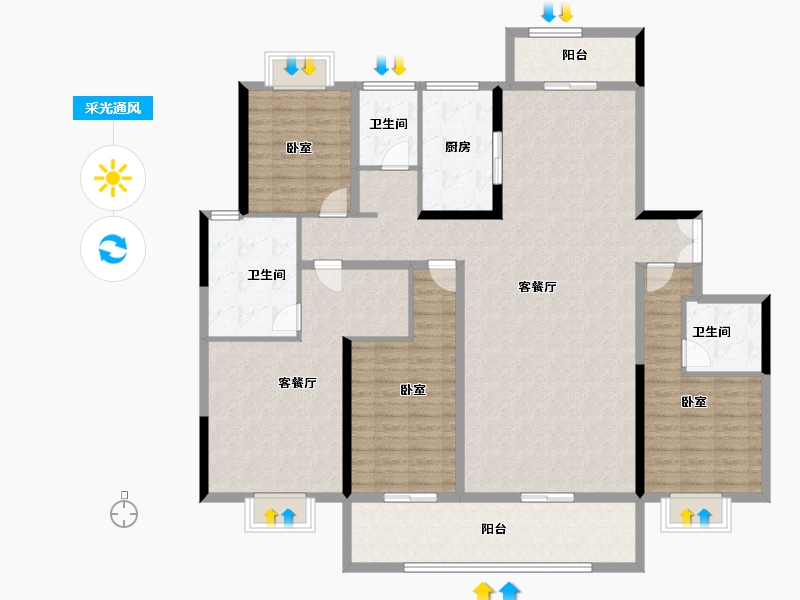 河南省-南阳市-宏景丰实苑-171.11-户型库-采光通风