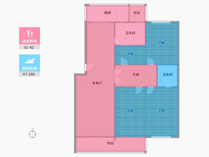 山西省-太原市-桃园南路43号院-162.00-户型库-动静分区