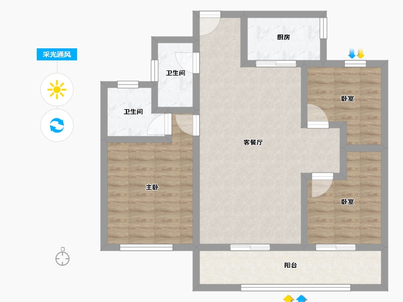 浙江省-杭州市-融信展望-82.40-户型库-采光通风