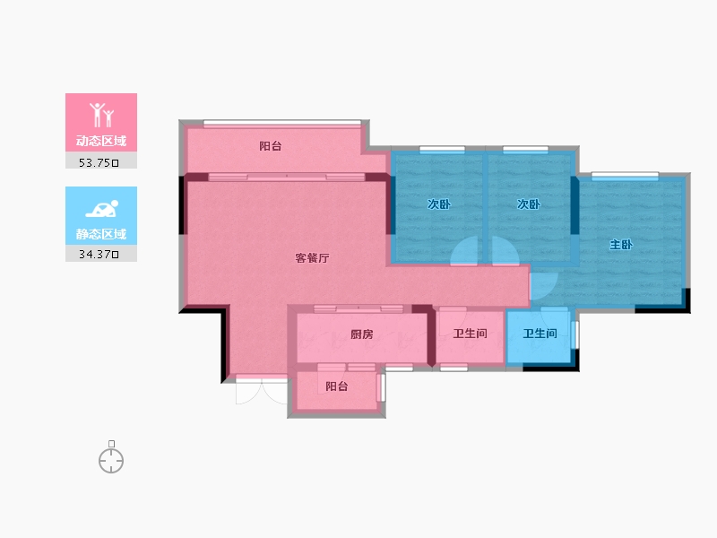 重庆-重庆市-万腾御景城-75.98-户型库-动静分区