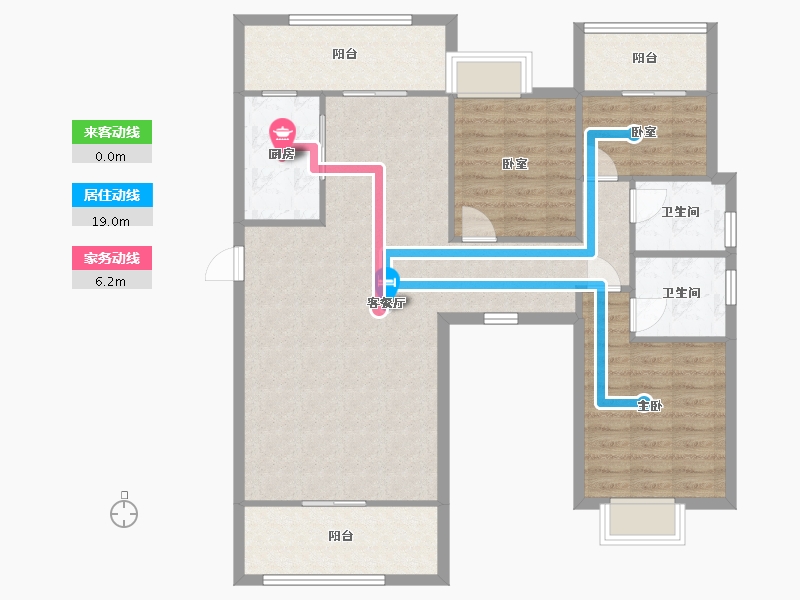 福建省-泉州市-禹州佐岸香筑B区8期4室2厅-105.60-户型库-动静线