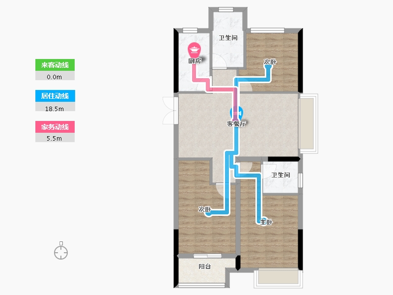 浙江省-杭州市-福滨沁苑-84.01-户型库-动静线