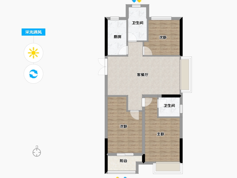 浙江省-杭州市-福滨沁苑-84.01-户型库-采光通风