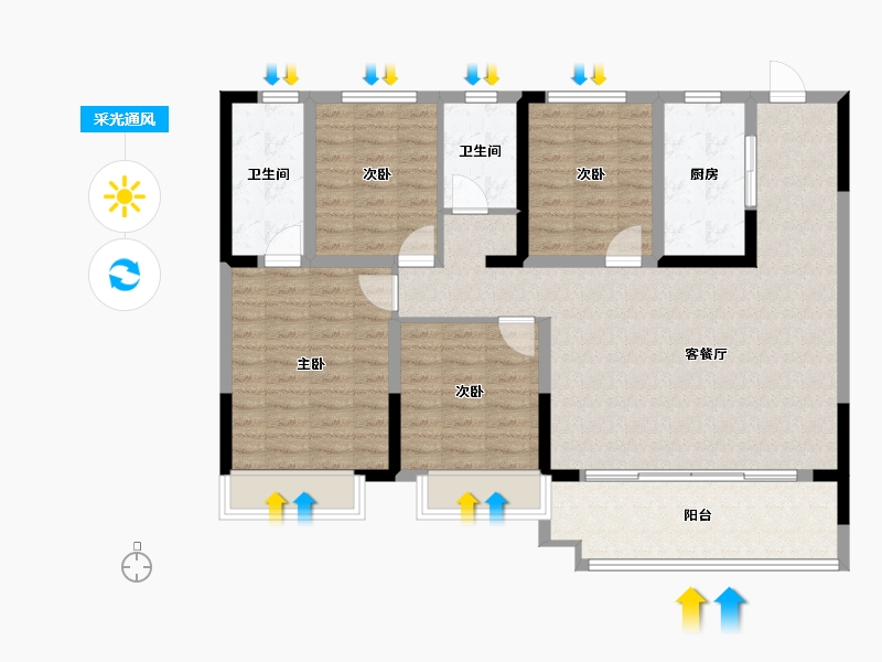 河南省-洛阳市-建业江山汇-112.10-户型库-采光通风