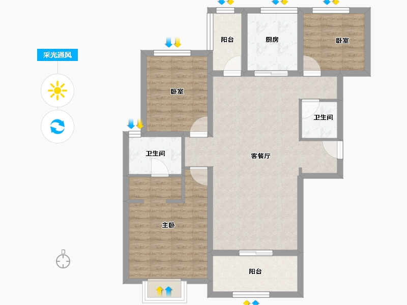 陕西省-西安市-金地中央公园-100.00-户型库-采光通风