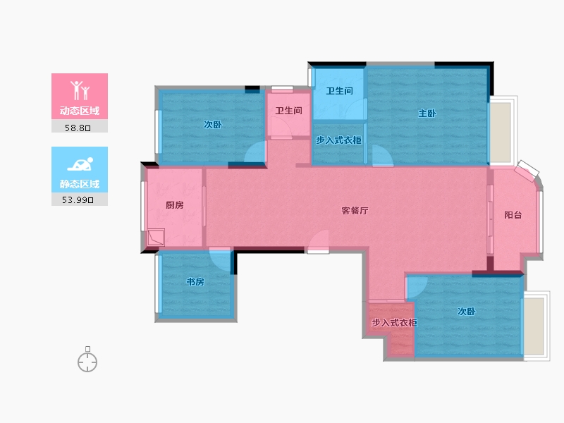 浙江省-杭州市-滨江德信东方星城-101.60-户型库-动静分区