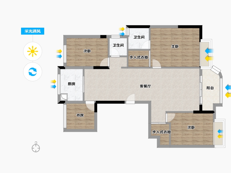 浙江省-杭州市-滨江德信东方星城-101.60-户型库-采光通风