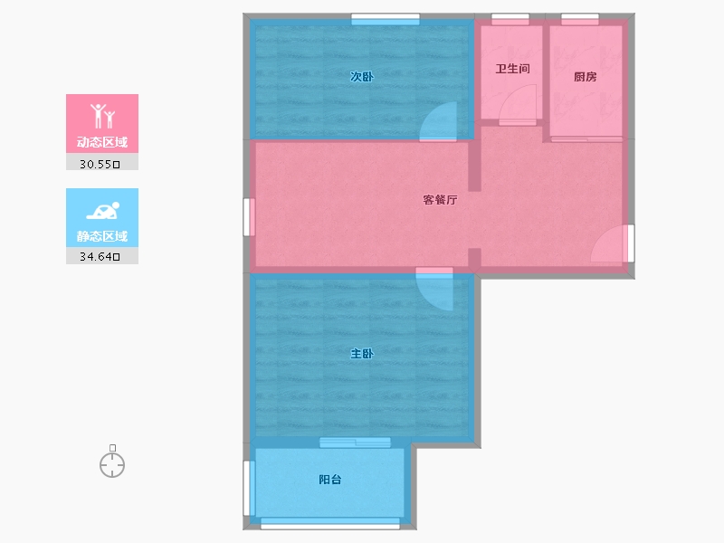 北京-北京市-玉桃园-三区-60.96-户型库-动静分区