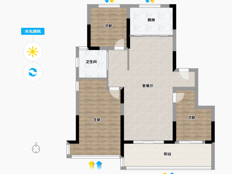 安徽省-六安市-振兴江山赋二期-100.00-户型库-采光通风