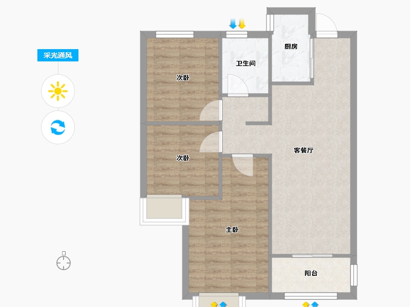 山西省-晋中市-阳光城文澜府2期-80.00-户型库-采光通风