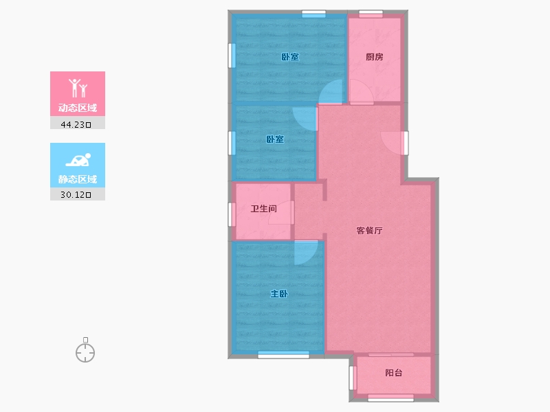 北京-北京市-领秀慧谷B区-75.72-户型库-动静分区