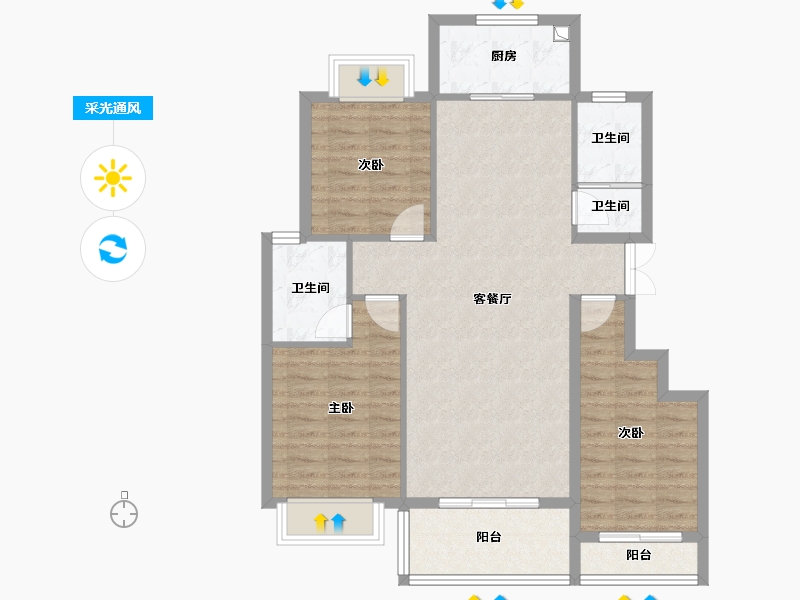 湖北省-十堰市-郧西县锦程佳苑-100.00-户型库-采光通风