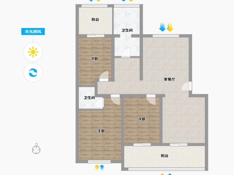 山东省-济南市-佛山花园-122.00-户型库-采光通风