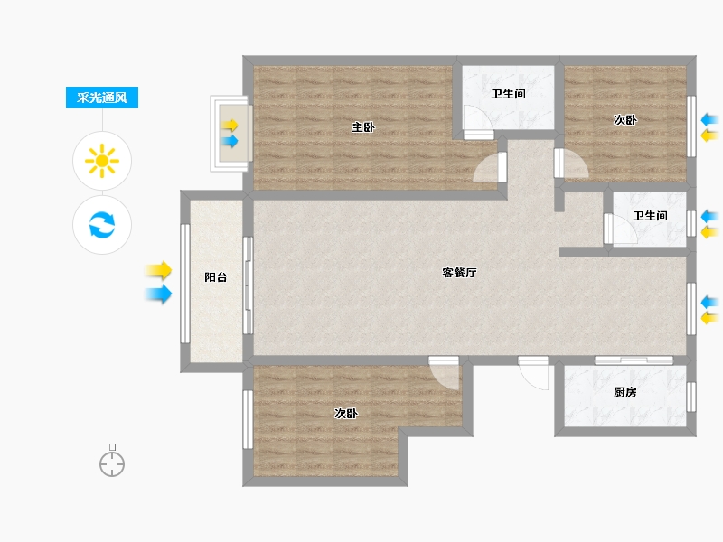 河北省-邢台市-愉景花园-108.80-户型库-采光通风