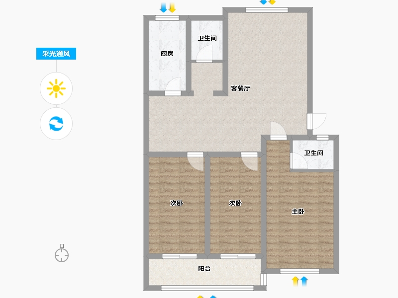 河南省-郑州市-汇鑫小区-97.00-户型库-采光通风