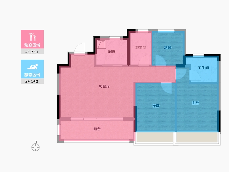 浙江省-绍兴市-大家锦钥府-76.00-户型库-动静分区