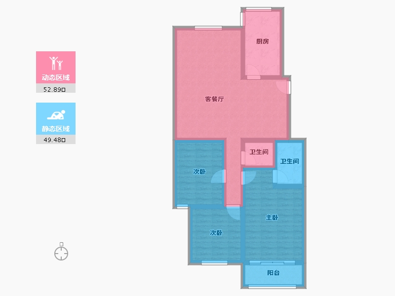 浙江省-杭州市-朝晖七小区-100.00-户型库-动静分区