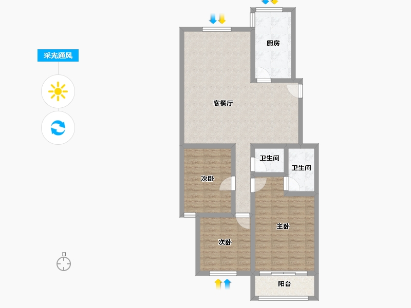 浙江省-杭州市-朝晖七小区-100.00-户型库-采光通风