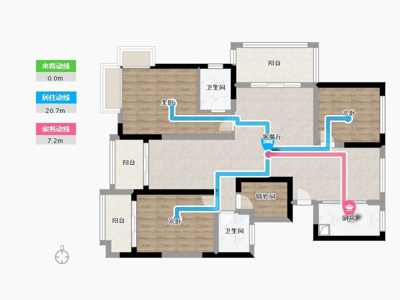 浙江省-金华市-新湖香格里拉-104.20-户型库-动静线