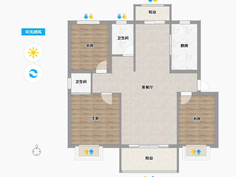 安徽省-合肥市-童坛雅苑-108.00-户型库-采光通风