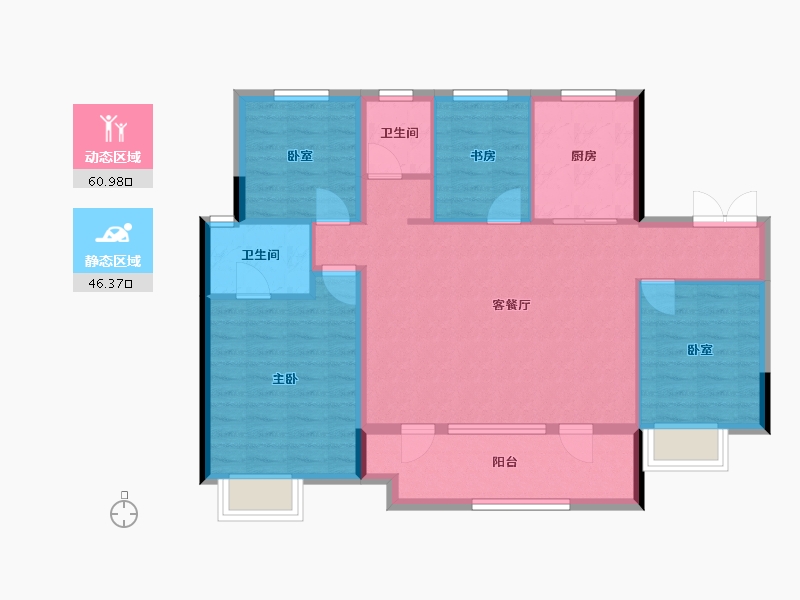 山东省-青岛市-华新园珺台-98.40-户型库-动静分区