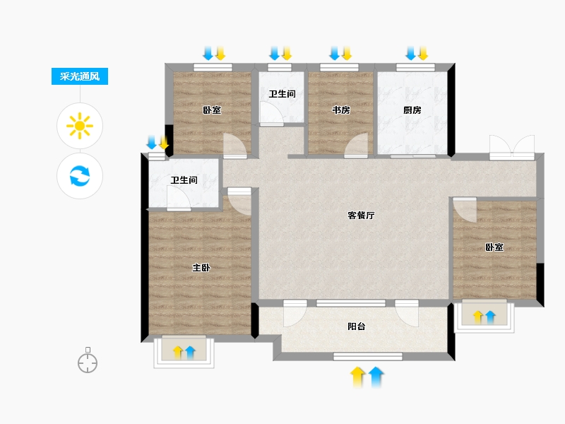 山东省-青岛市-华新园珺台-98.40-户型库-采光通风