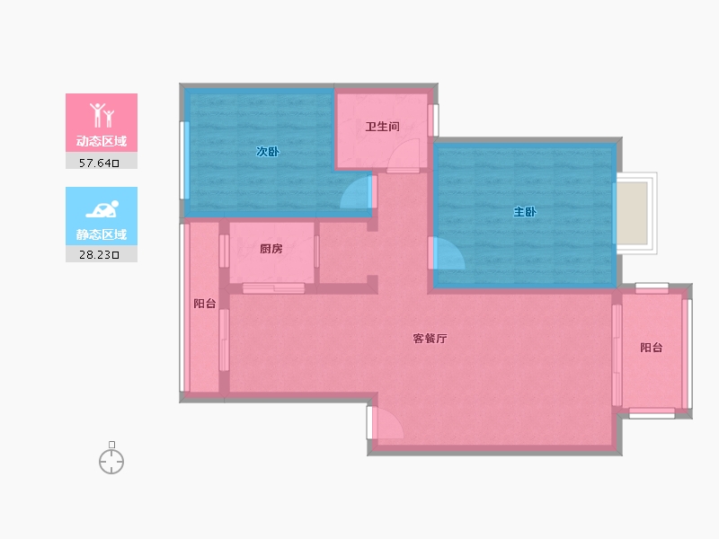 安徽省-合肥市-实嘉原创生活-74.40-户型库-动静分区