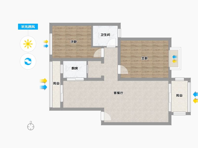 安徽省-合肥市-实嘉原创生活-74.40-户型库-采光通风