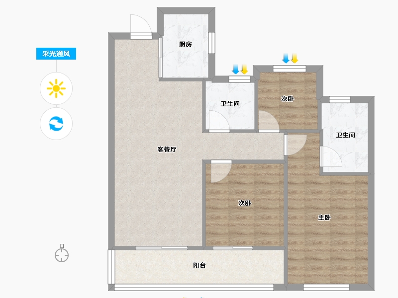 浙江省-杭州市-融智创城-79.06-户型库-采光通风