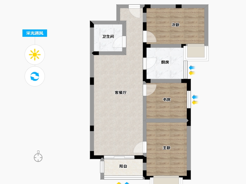 山西省-吕梁市-金源家园-82.40-户型库-采光通风